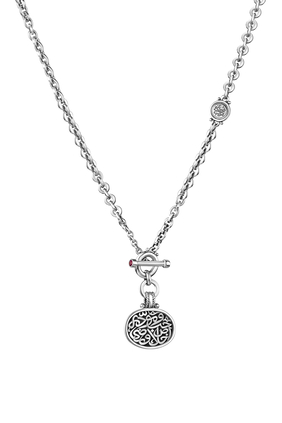 T-Lock Silver Chain Necklace with Garnet